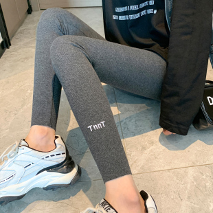 纯棉高腰紧身螺纹显瘦秋裤 2021新款 外穿薄款 女春秋季 女 灰色打底裤