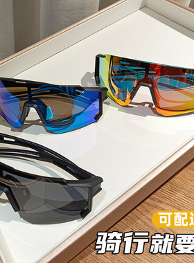 潮枠偏光户外骑行防风太阳镜男女