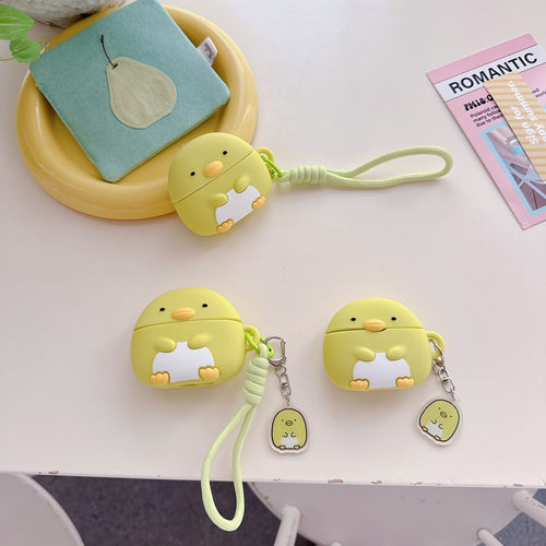 立体可爱绿鹅适用于苹果AirPods5代蓝牙耳机保护套卡通角落生物AirPods4耳机壳防摔Pro3代萌系Pro2代硅胶创意