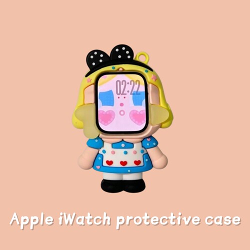 立体哭娃爱丽丝适用于苹果SE2手表保护套iwatchS11壳456卡通789女