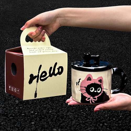 生日礼物子女生朋友蜜众实小用高级感创意闺马克杯猫咪杯男生水杯