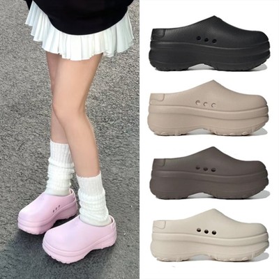 2025新款厚底穆勒厨师鞋半拖女外穿防滑轻便沙滩洞洞鞋包头拖鞋男