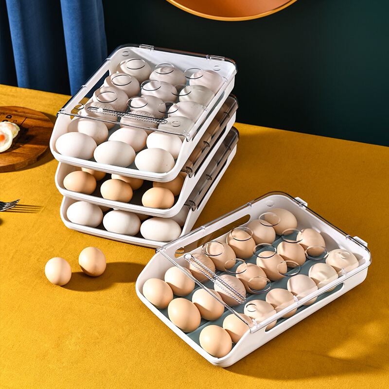 邦佳宜厨房放鸡蛋的收纳盒滚动冰箱专用大容量抽屉式鸡蛋保鲜盒子