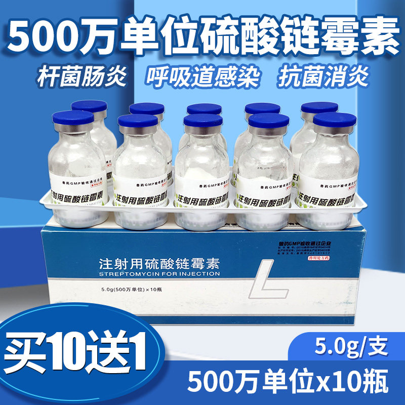 链霉素兽用500万硫酸链霉素注射用液连霉素抗菌消炎兽用综合感染