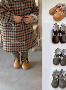 a little happy|Peep Zoom 日本制儿童真皮T字皮鞋学步鞋 现货