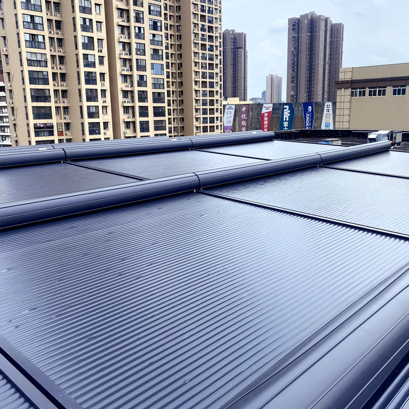 铝合金电动天幕顶帘户外别墅庭院露台阳光房遮阳隔热棚可伸缩遥控