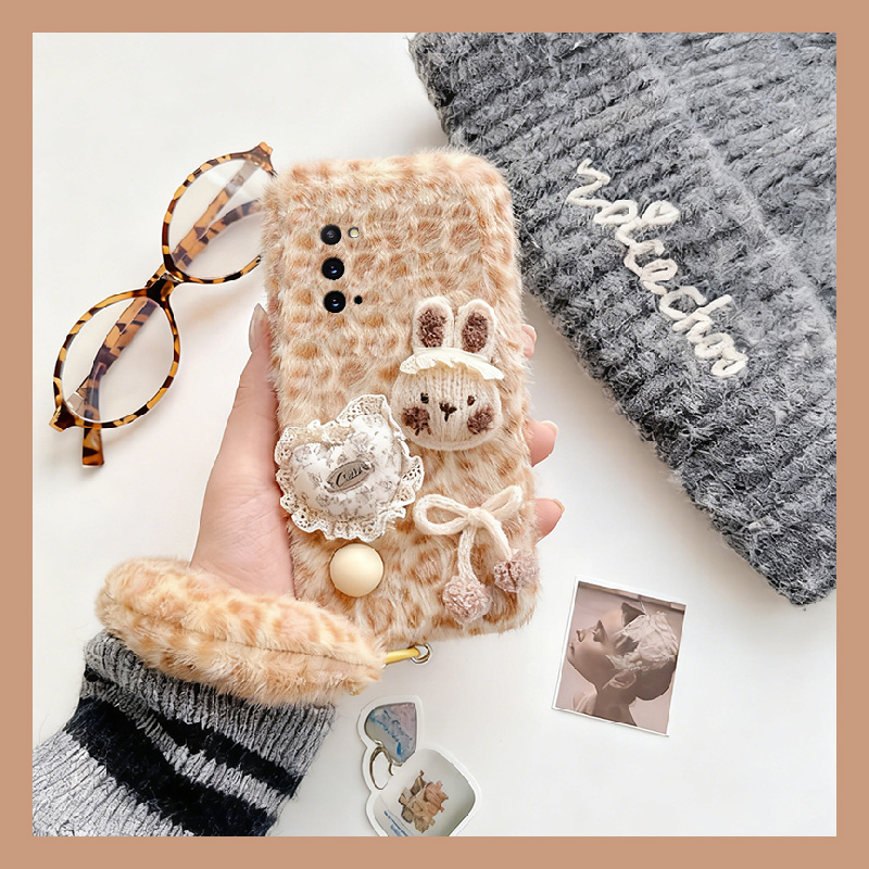 蕾丝爱心兔子适用三星a90手机壳a80手提绳a70s豹纹a50毛绒a30秋冬季a20毛茸茸a10卡通a52/a8s/galaxy/a53/f52