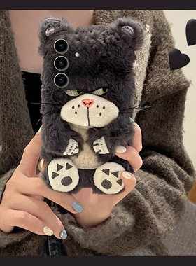 可爱路西法猫适用三星s25edge手机壳s24plus卡通s23+十s22立体s21fe秋冬季s20ultra毛绒s10硅胶s9软s8/note20