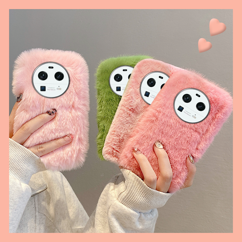 冬天毛绒绒毛茸茸暖手保暖纯色手机壳
