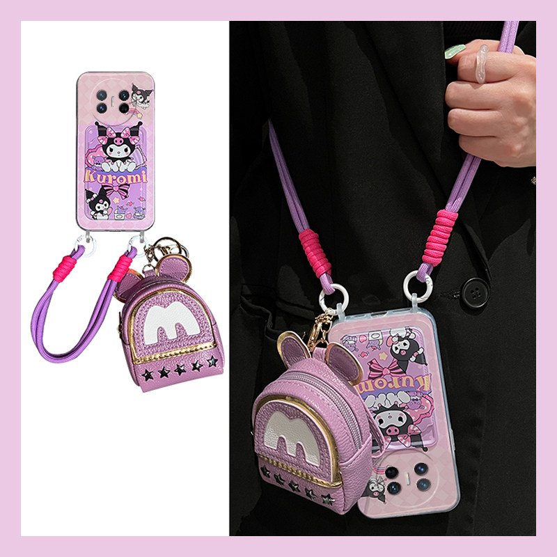 紫色库洛米适用华为magicv3手机壳magicvs2斜挎p50可背pockets卡包matexs2卡套x5零钱包x3折叠屏硬壳pocket2