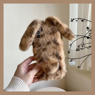 可爱豹纹兔子适用oppoa3pro手机壳a2x耳朵a1毛绒a97秋冬季 a96立体a95a93a91a72a58a57a52a32a11a9a31a8a5卡通