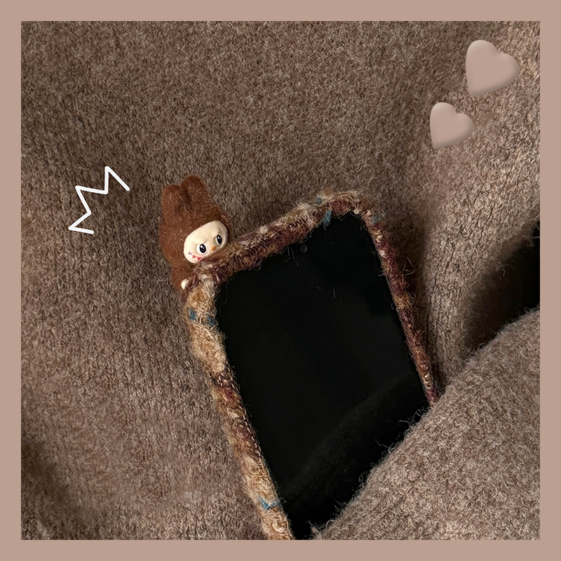 绒布拼接格子适用oppofindx8手机壳真我x50pro立体k12x趴趴x7手提绳realme毛绒findx6pro秋冬季ultra软x5/x3