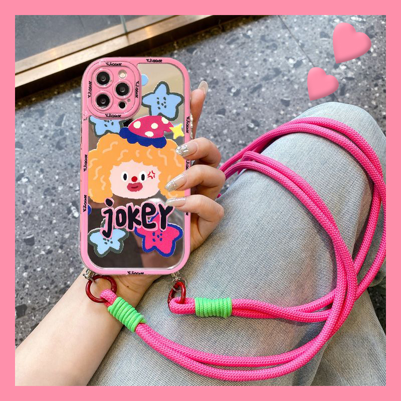 小丑女孩适用vivox100ultra手机壳x90s镜面镜子x80pro卡通x70spro斜挎x60x50x30x27x23幻彩版vivo/x100硅胶女