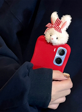 毛绒蝴蝶结兔子适用vivoiqooneo11手机壳iqneo10pro立体neo9红色8皮纹7se秋冬6卡通5活力版3可爱z1/855竞速版
