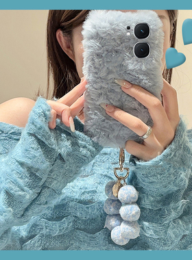 浅蓝纯色适用vivoiqooneo9spro手机壳iqoneo8se带挂链neo7pro竞速版5s活力版6se手链855简约爱酷vivo硅胶毛绒