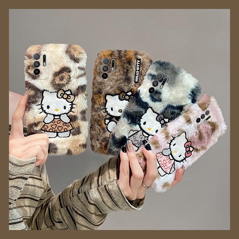 刺绣豹纹kt猫适用oppoa3pro手机壳a2x卡通a1可爱a97秋冬季a96毛绒绒a95a93a91a72a58a57a52a32a11a9a31a8a5软