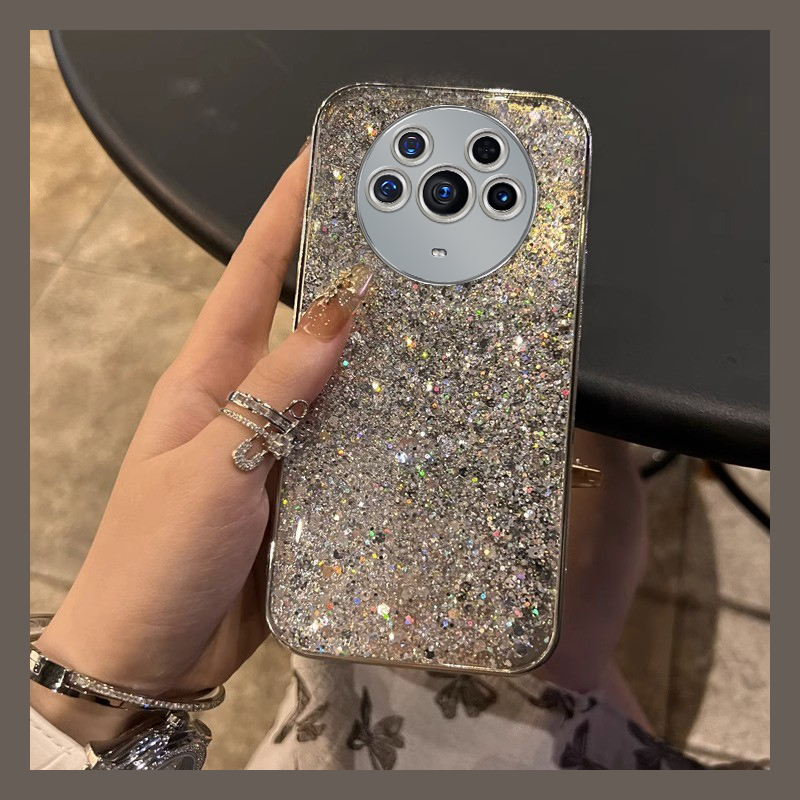 高级感闪粉适用华为荣耀magic7pro手机壳mgaic6轻奢play7t小众6c日韩5tpor滴胶4电镀3银色honor硅胶简约气质p