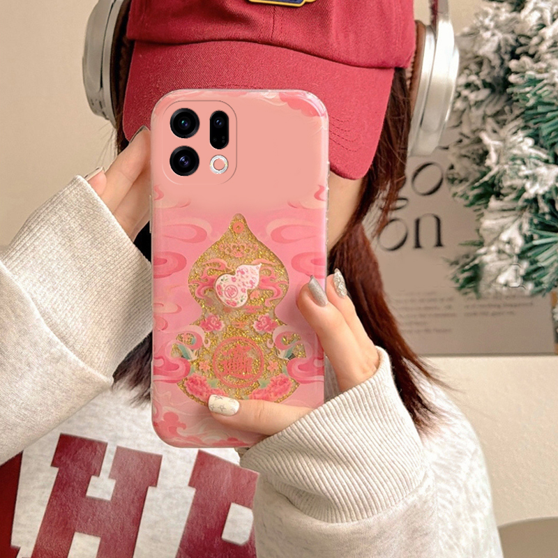 镂空闪粉葫芦适用oppofindx9plus手机壳fondx8旋转x50pro国潮k12x金箔x7中国风x6por/ultra/x5/x3/realme新款