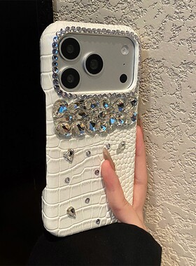 白色闪钻鳄鱼纹适用vivoiqooz10turbopro手机壳z9turbo+奢华z8水钻z7x钻石z6立体u5x创新十新款iq00仿皮皮纹p