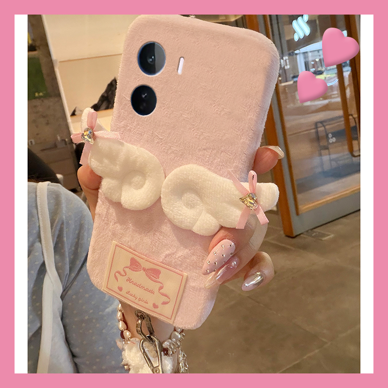 ins风天使翅膀适用vivoiqooneo11手机壳iqooneo10米菲兔iqneo9spro立体8se毛绒7por竞速版5s活力版6秋冬季855