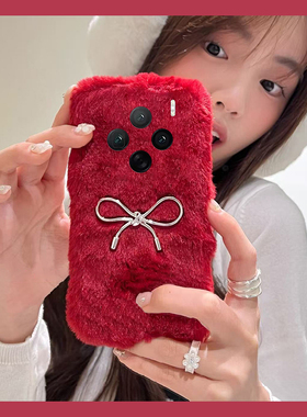 ins风蝴蝶结适用vivox300手机壳x200毛绒x100pro+毛茸茸x100ultra秋冬季x90s红色t2s立体x80s/x70/x60+十vivo