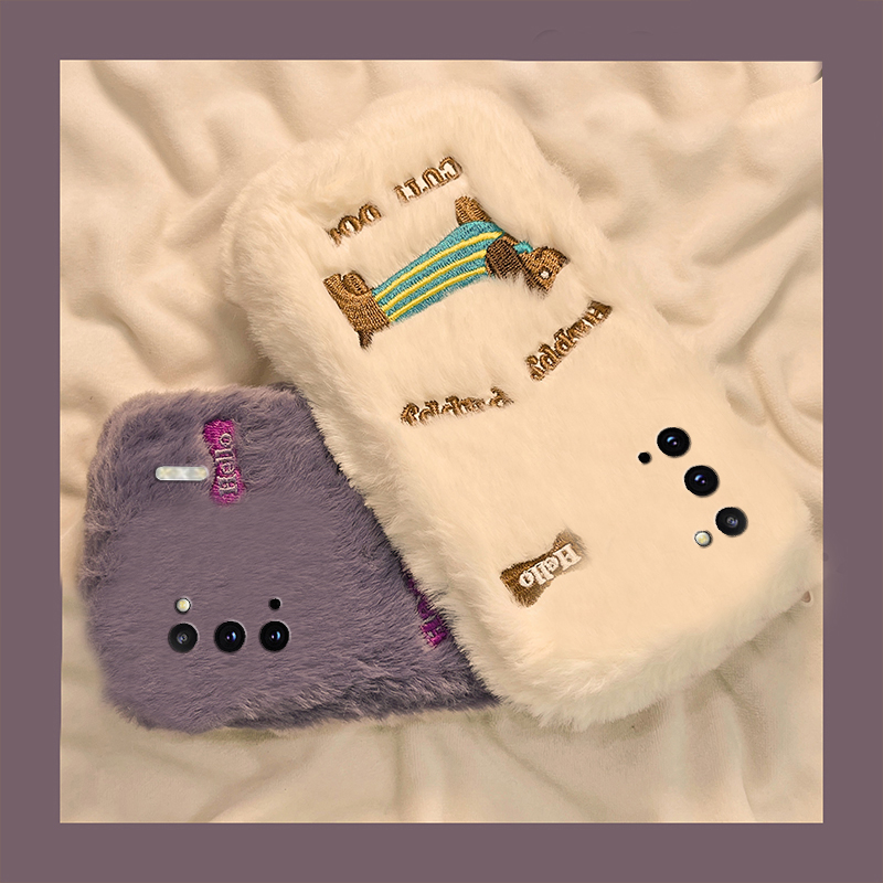 可爱刺绣腊肠狗适用三星a90手机壳a80卡通a70s保暖a50秋冬季a30毛绒a20毛茸茸a10冬天a52/a8s/galaxy/a53/f52