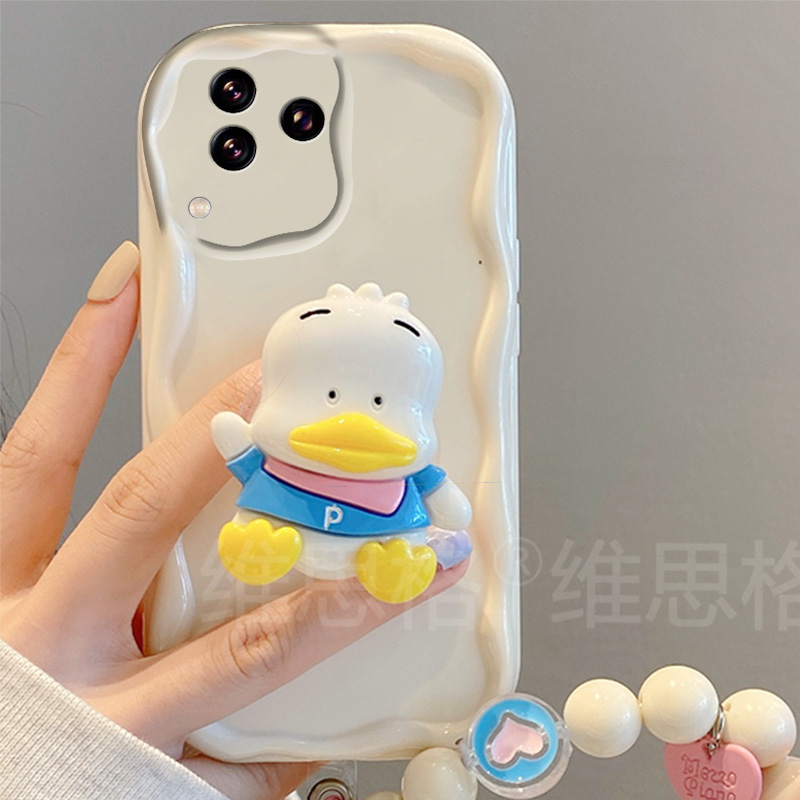 手机壳可爱鸭子带支架趣味简约硅胶软壳