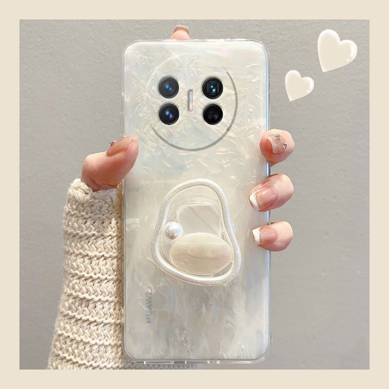 手机壳日韩贝壳纹透明带支架小众