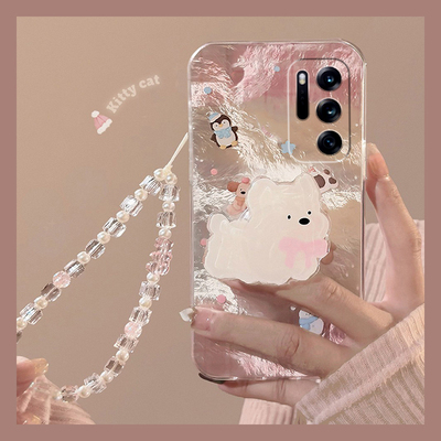 西高地小狗适用oppofindn3flip手机壳findn2flip立体n3支架n2可爱findn折叠屏手链oppo卡通0pp0硬壳冰川纹女