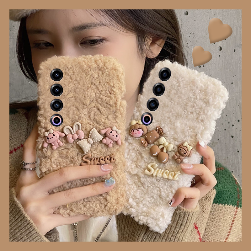 蝴蝶结玉桂狗适用魅族22mini手机壳note16樱桃21pro女孩20秋冬18por毛绒18x立体7/16spor/16t/16x/16thplus软