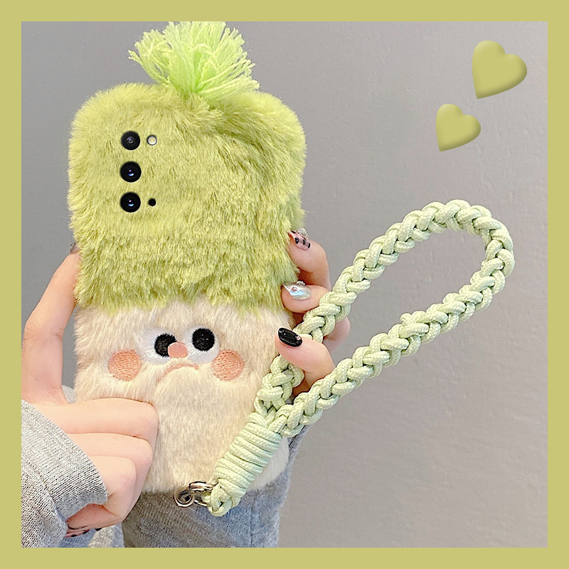 刺绣表情适用三星a90手机壳a80立体a70s辫子a50挂绳a30毛绒绒a20卡通a10硅胶a52毛毛a8s秋冬季galaxy/a53/f52