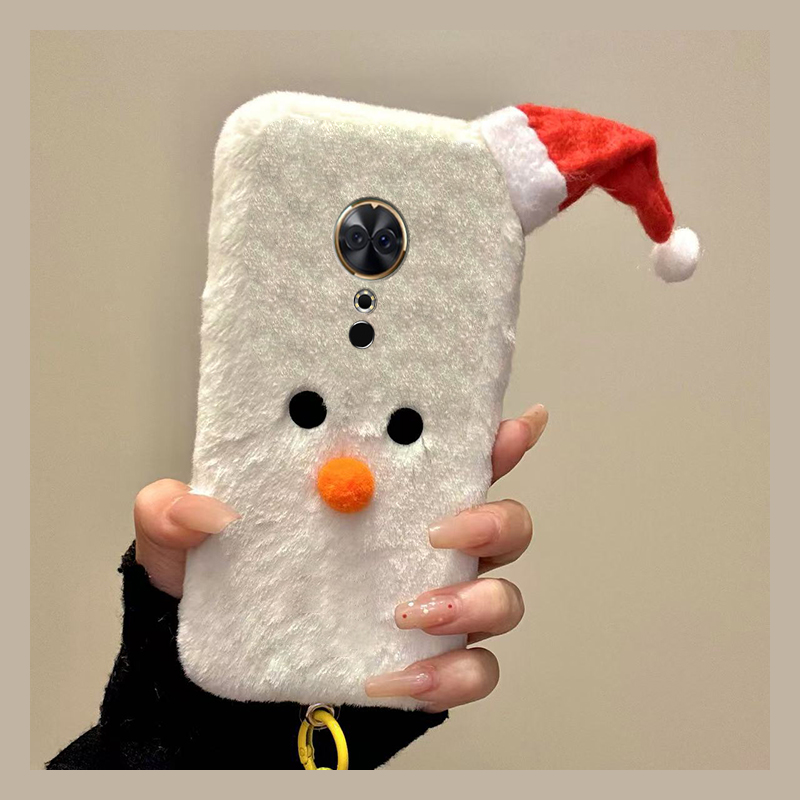 圣诞节雪人适用美图m8机壳m8s立体t8挂绳t8s秋冬季t9毛绒v6毛茸茸硅胶全包防摔卡通新款暖手可爱毛毛呆萌软壳