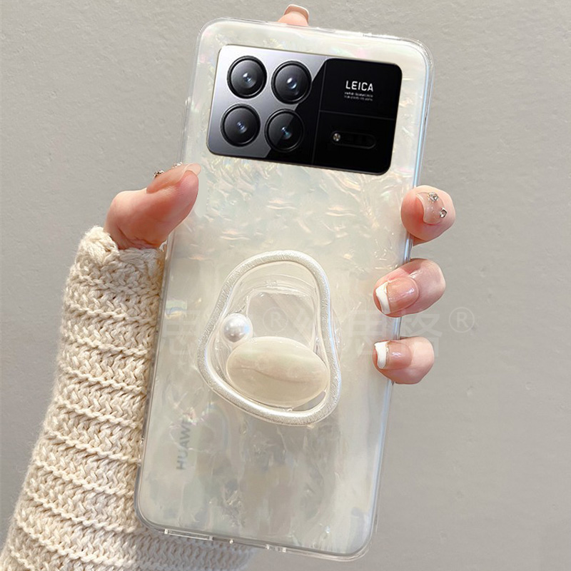 贝壳纹带几何支架适用小米mixfold3手机壳mixflod3透明折叠屏硬壳