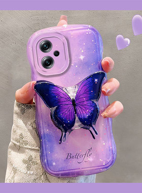 梦幻晕染蝴蝶适用小米红米note13pro手机壳12紫色11tpro+十10支架9硅胶5g软壳redmi韩系5g个性n0te小众新款女