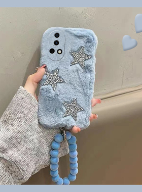 蓝色星星适用华为nova13pro手机壳novo12ultra毛毛11挂链10z小众9se秋冬季8手提7i硅胶6毛绒绒5i日韩4e活力版
