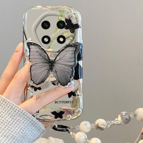 手机壳电镀高级感小众蝴蝶日韩带手链