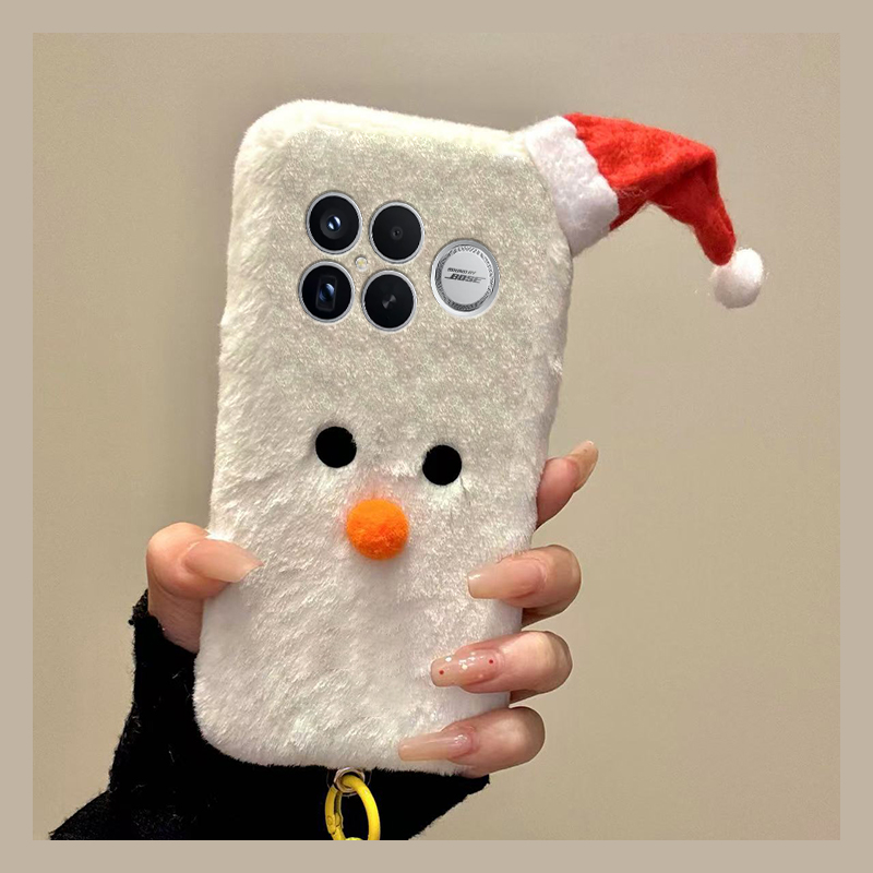 圣诞节雪人适用小米红米k90promax手机壳k80毛绒k70pro秋冬k60e至尊版k50立体turbo4卡通3/k40s/k30i/12x可爱