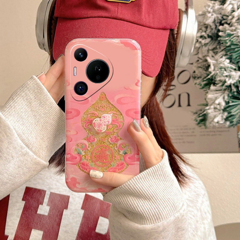 镂空闪粉葫芦适用华为pura80pro+手机壳pura70ultra旋转p60art国潮40por+十p30金箔p20中国风p10plus新款立体