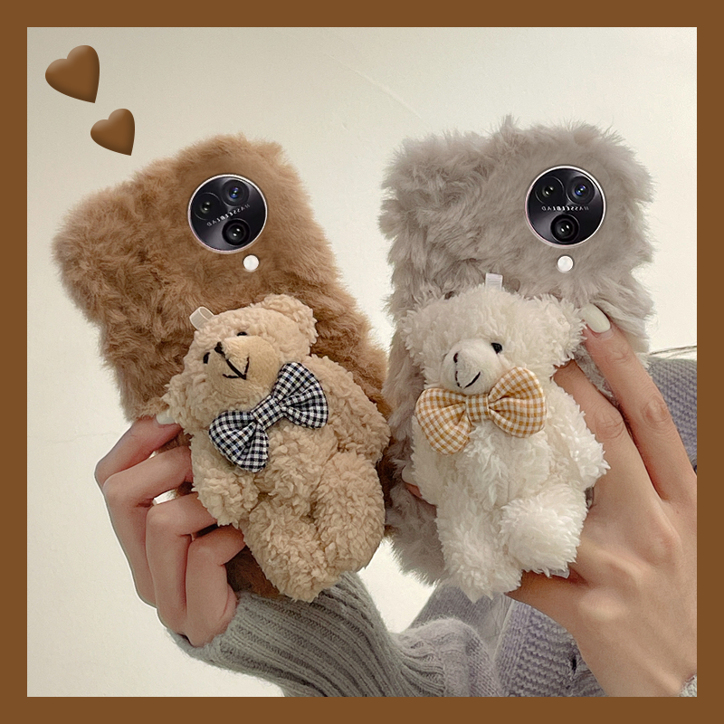 毛绒绒毛茸茸立体可爱小熊手机壳