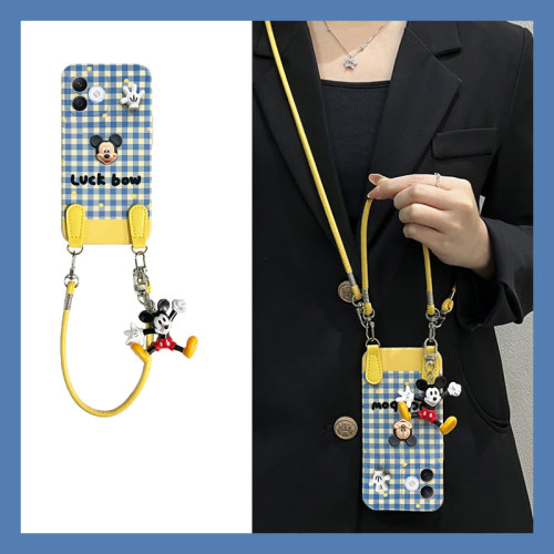 蓝色格子适用华为荣耀x60i+手机壳x50i立体200lite米奇100pro斜挎honor90可背带80se可爱70硅胶60se十x40i软p