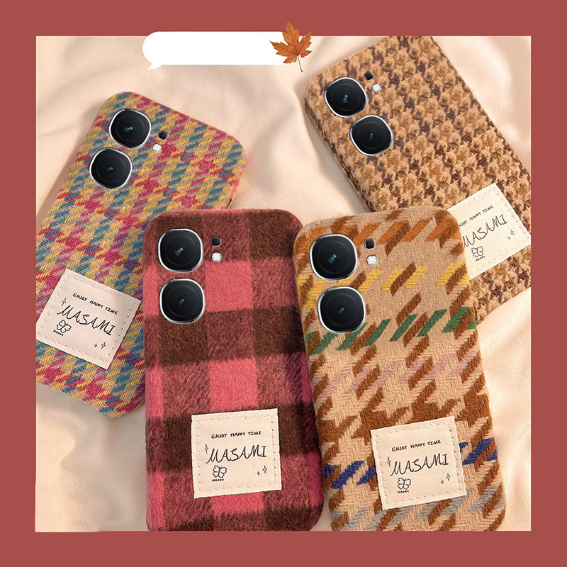 针织格子适用vivoiqooneo9spro手机壳iqoneo8se千鸟格neo7pro竞速版5s活力版6se绒布855韩系爱酷vivo硅胶毛绒