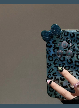 蓝色满屏豹纹适用华为荣耀magic7手机壳play8tpro日韩play7t立体6t水钻5t蝴蝶结mgaic6pro至臻版majic5/honor
