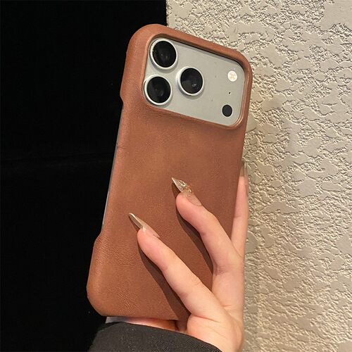 手机壳仿皮皮纹复古棕色羊巴皮简