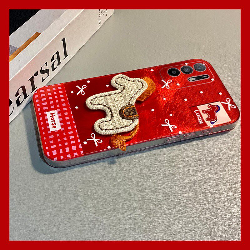 手机壳硅胶冰川纹新年红色2026马