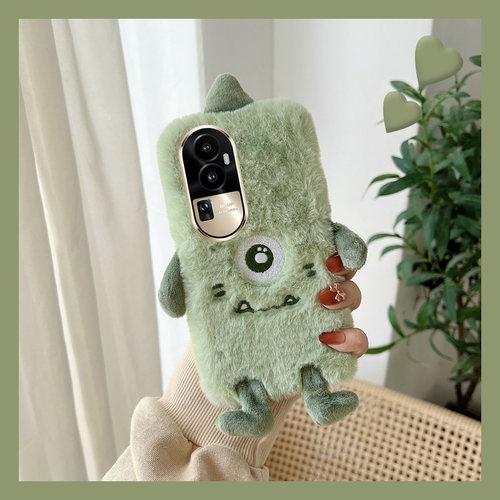 毛绒绒毛茸茸草立体大眼怪手机壳