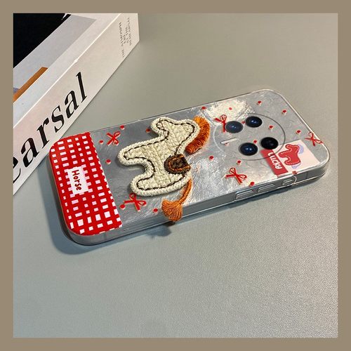 手机壳硅胶冰川纹棋盘格新年红色