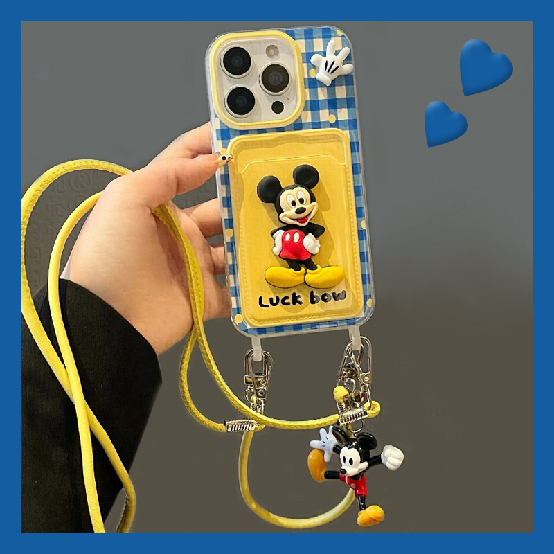 格子手掌米奇卡包适用小米mixfold4手机壳mixfold3卡套mixfold2折叠屏mixflip可爱mi挂绳斜挎可背带卡通硬壳