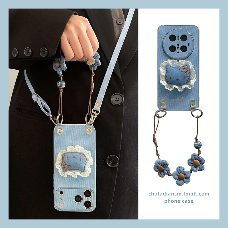 蕾丝凯蒂猫适用小米红米note15pro+手机壳noto14立体13斜挎12turbo可背带11tpor牛仔纹10挂绳9十绒布redmi软p