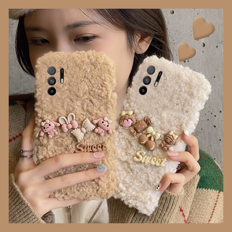 蝴蝶结玉桂狗适用oppoa3pro手机壳a2x樱桃a1毛绒a97秋冬季a96女孩a95a93a91a72a58a57a52a32a11a9a31a8a5卡通