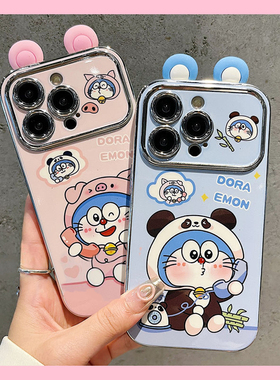 可爱哆啦A梦适用vivoy100t手机壳y100i立体y31s耳朵y77e电镀y76s趣味y73s硅胶y70软壳y51s卡通y52s小众y78女